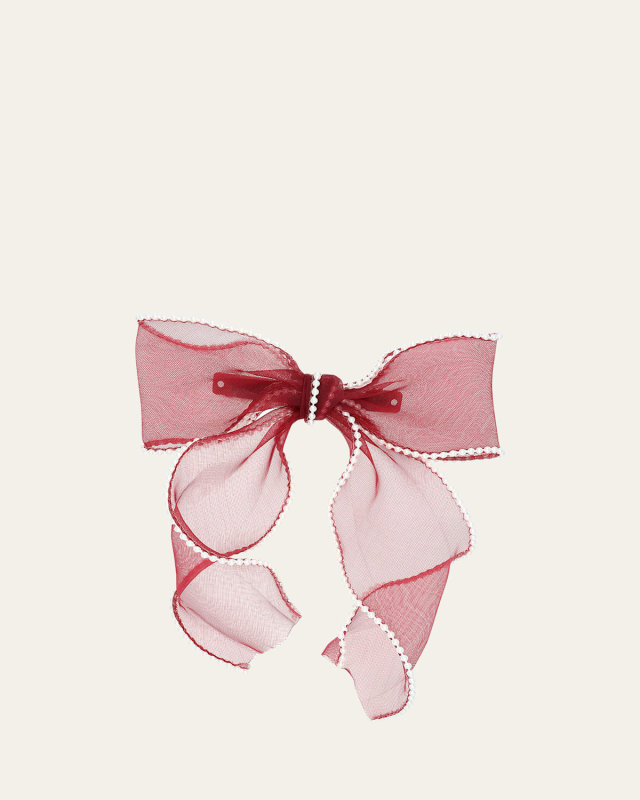Ruby Sheer Pearly Bow Barrette